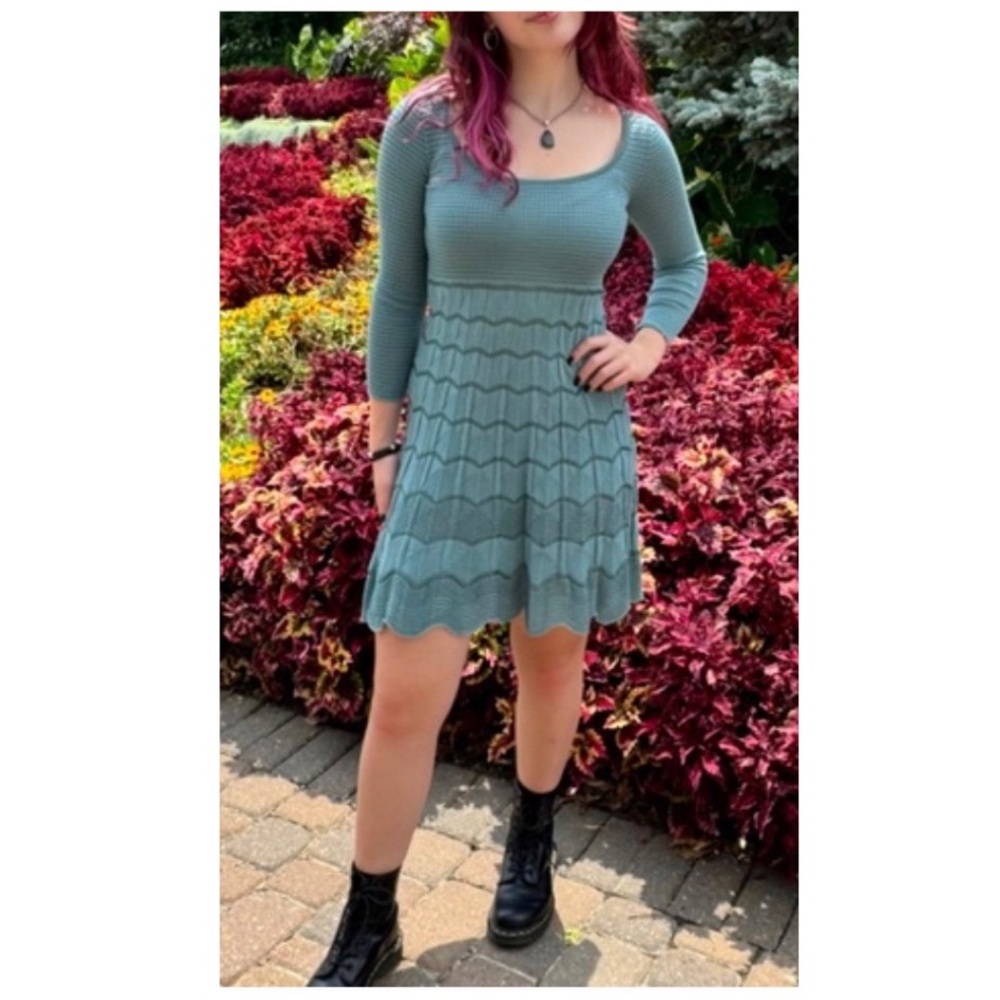 M Missoni Women’s Teal Italian Pointelle Knit Sweater Dress Size IT 42/US 6 Med